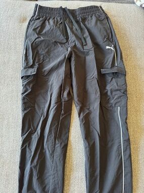 Puma Black Cargo Track Pants with Reflective Trim